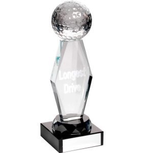 Black and Clear Glass Encapsulated Longest Drive Award